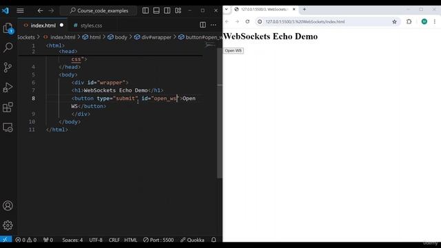 305. WebSocket Demo - building the HTML