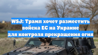 WSJ: Трамп хочет разместить войска ЕС на Украине для контроля прекращения огня