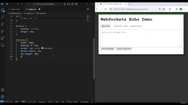 306. WebSocket Demo - building the CSS