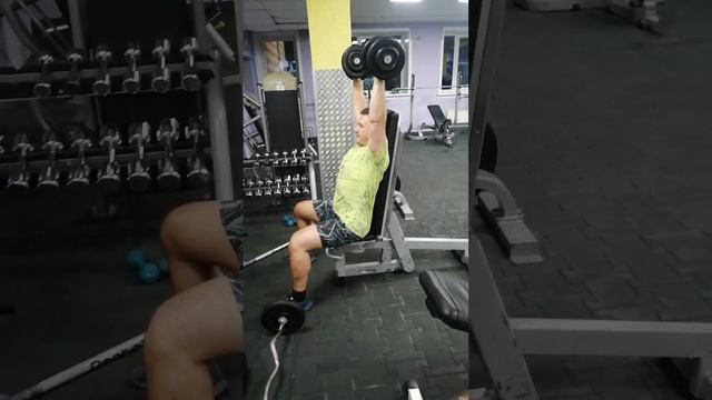 Жим гантелей на силовой скамье