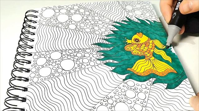 Рисунок-антистресс. Золотая рыбка #рисунок #рисование #релакс #антистресс
