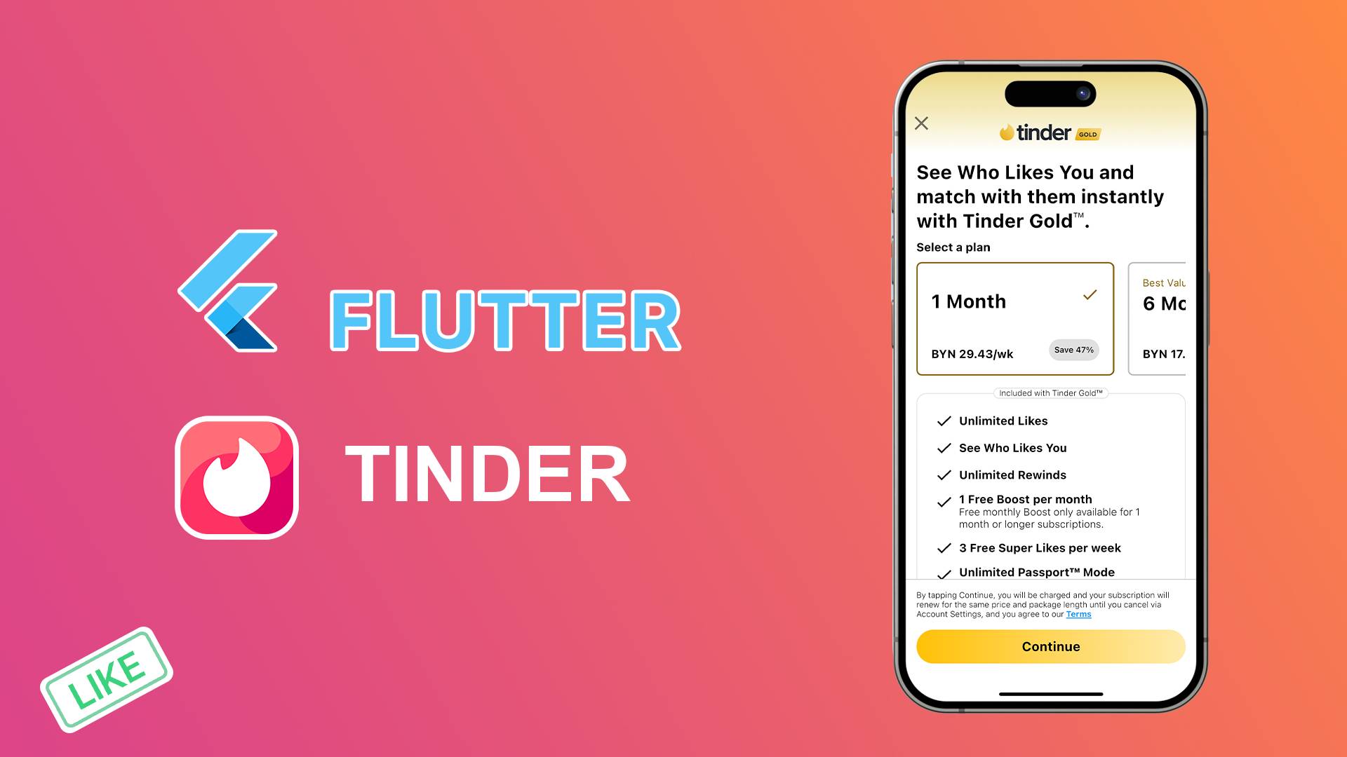 Flutter Tinder Clone | Tinder Gold Plans Explained