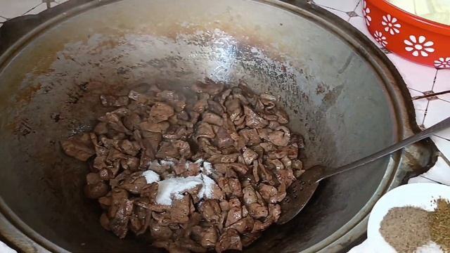 JİGAR QOVURİSH UY SHAROİTİDA | ПРИГОТОВЛЕНИЕ ПЕЧЕНИ ДОМА