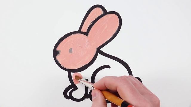 Давайте научимся рисовать и раскрашивать кролика Bunny!  Рисование, раскраска для детей и малышек