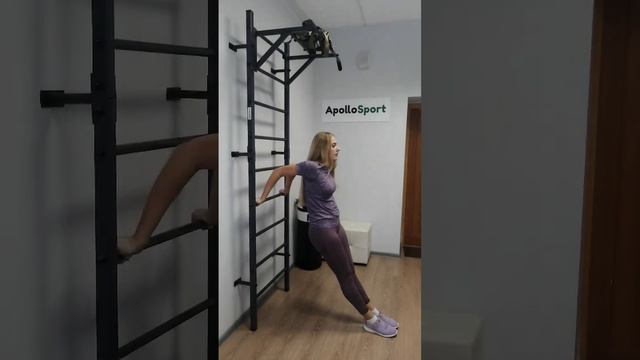 Отжимания на Шведской стенка "Гладиатор" с турником ApolonSport, приседы и болгарские выпады