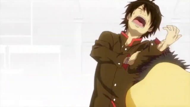 Koyomi Araragi gets beat up and cries like a baby while he poops his pants