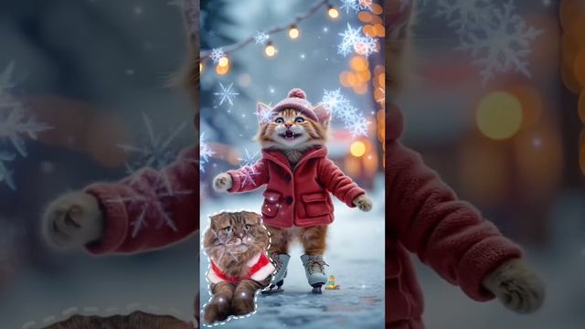 А вы умеете кататься на коньках?⛸️❄️😸 #котики #коньки #зима