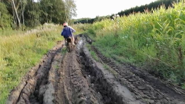 Рубимся в Приволжских полях на питбайке друга, часть 1. 22.08.2024.