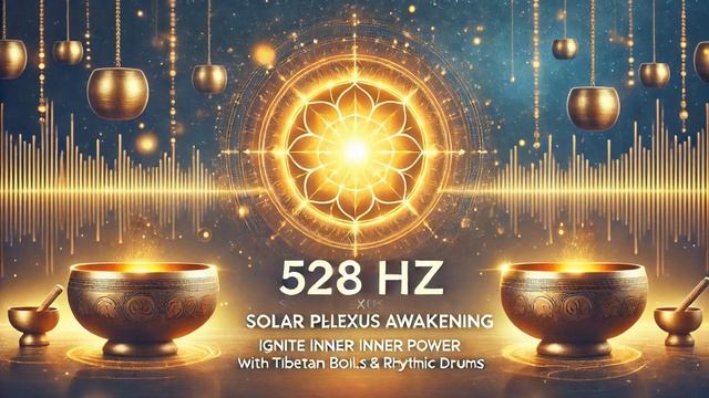 528 Hz Solar Plexus Awakening. Ignite Inner Power with Tibetan Bowls. Rhythmic Drums.mp4