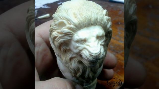 рукоять трости "лев" из рога лося от Седова