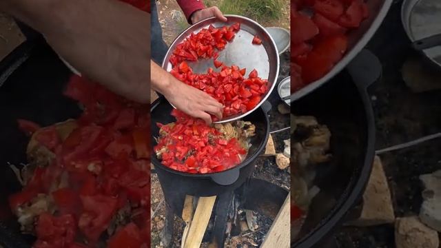 ЧАХОХБИЛИ С КУРИЦЕЙ НА ГОРЕ ШАЛБУЗДАГ…..ВКУСНОЕ БЛЮДО ГРУЗИНСКОЙ КУХНИ.