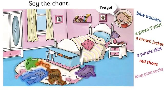Kids Box 1, Unit 8.2 My clothes. Say the chant. Ive got blue trousers