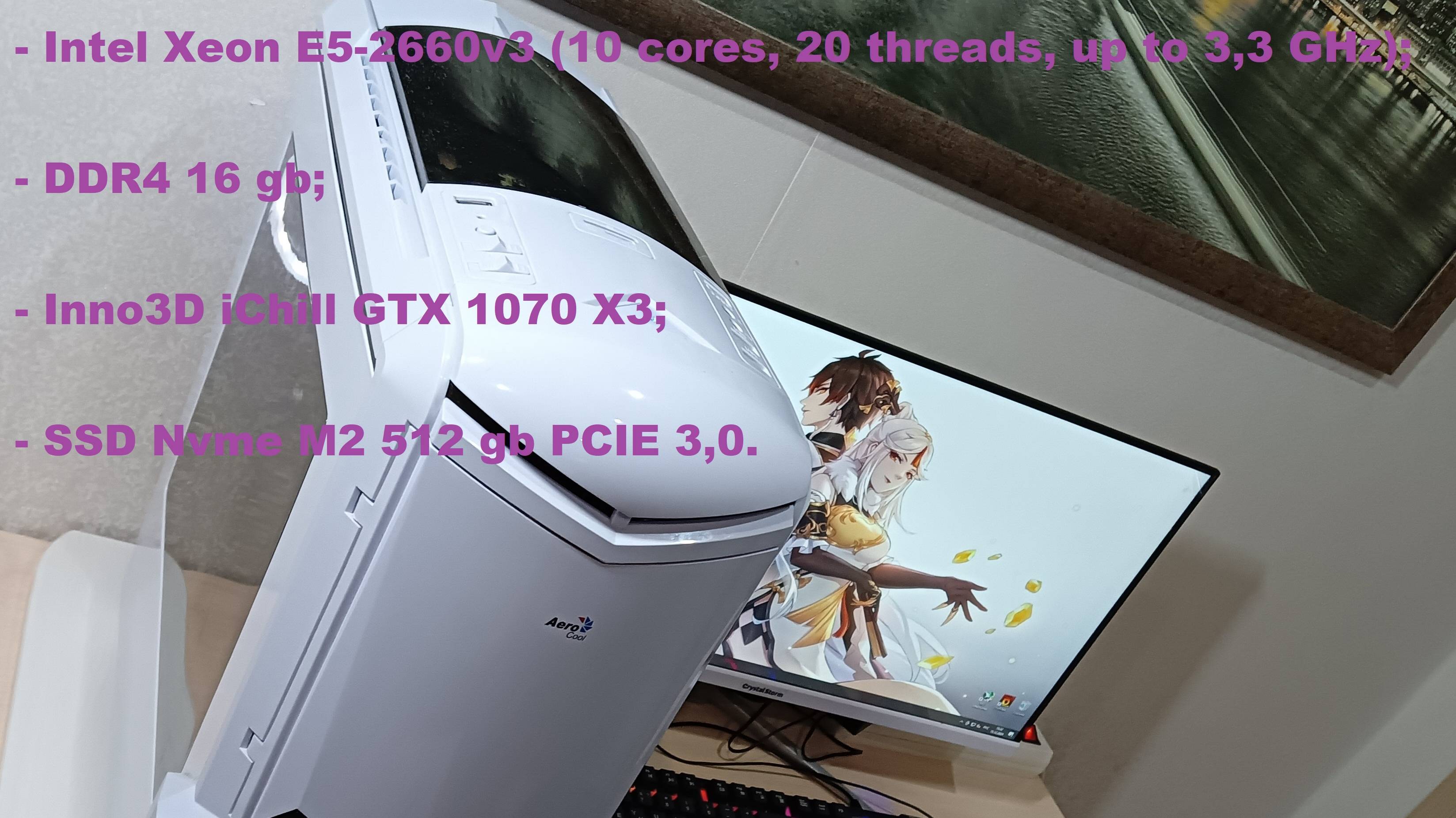 Intel Xeon E5-2660v3 + Inno3D iChill GTX 1070 X3 + Ssd Nvme M2 512 gb PCIE 3,0
