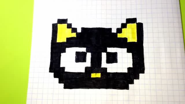 Как Рисовать Котенка - Рисунки по клеточкам ♥ How To Draw A Cat - Pixel Art