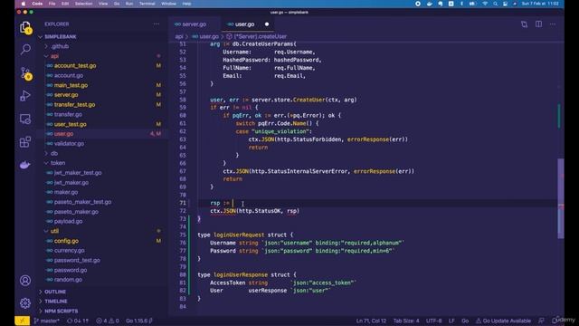 011 Реализуйте API пользователя, возвращающий токен доступа PASETO или JWT, на языке Go
