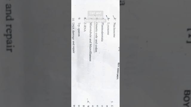 cell and molecular biology questions paper 2024 #mscbotany #msczoology