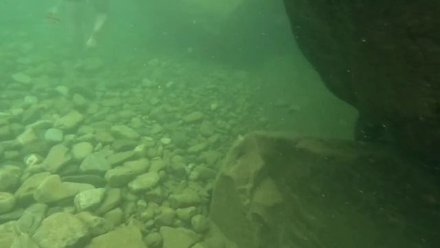 Под водой в горной речке.