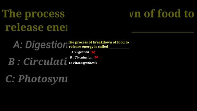 The process of breakdown of food to realese energy is called ________ ?
