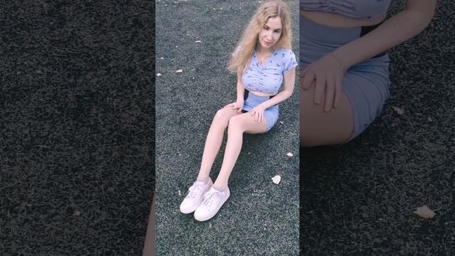 #nylon #legs #girl #blonde #skirt #sneakers