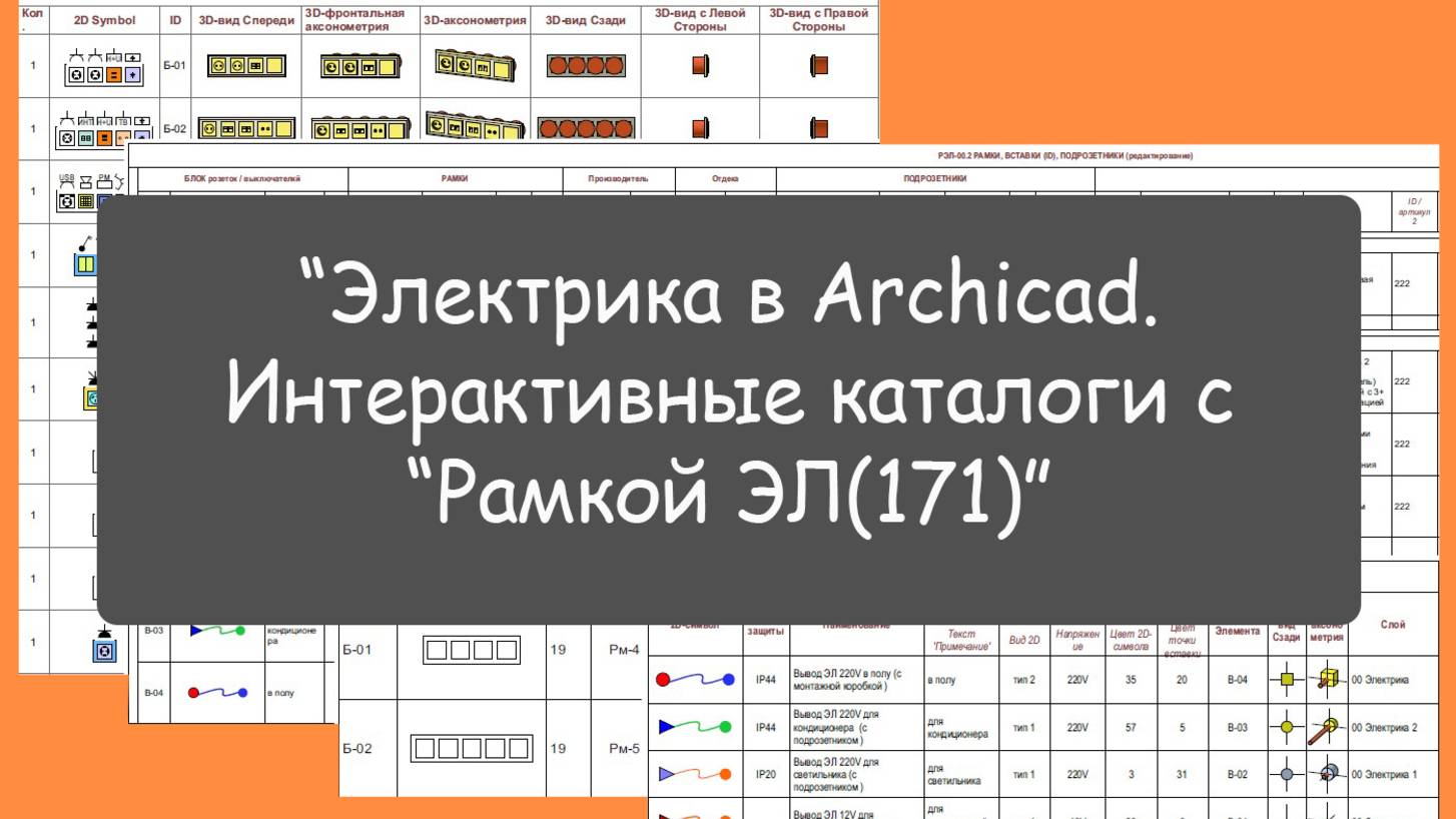 Электрика в Archicad. Интерактивные каталоги с  “Рамкой ЭЛ(171)”