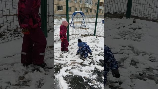 Первый снег.Гуляем.