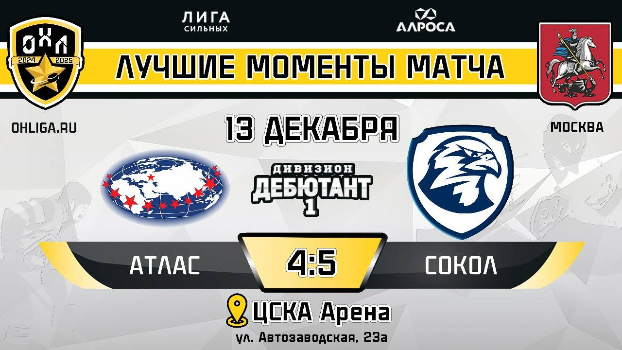 ОБЗОР / АТЛАС - СОКОЛ / 13.12.24 / ОХЛ МОСКВА / ДИВИЗИОН ДЕБЮТАНТ 1