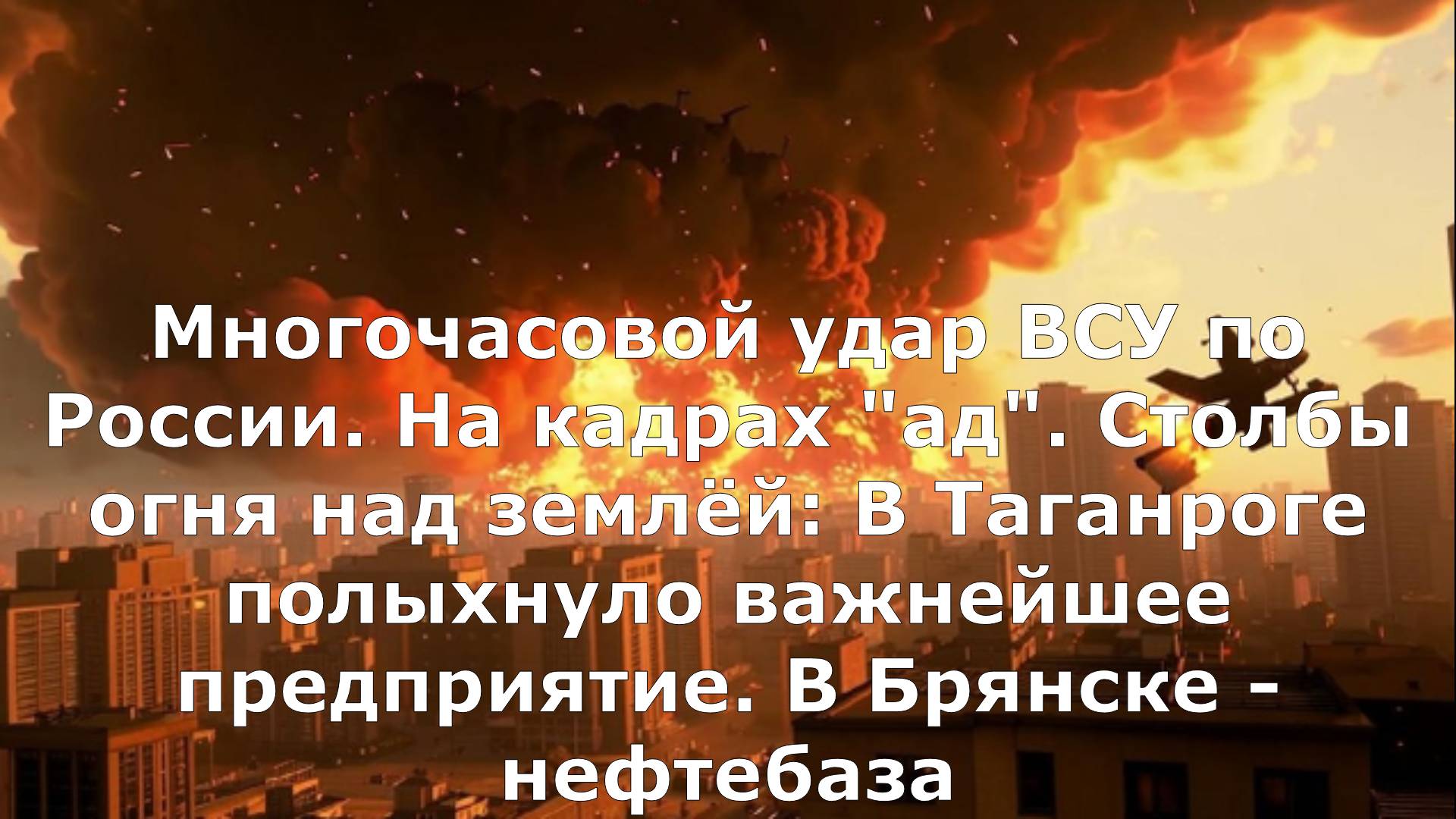 Многочасовой удар ВСУ по России. На кадрах "ад". Столбы огня над землёй: В Таганроге полыхнуло важне