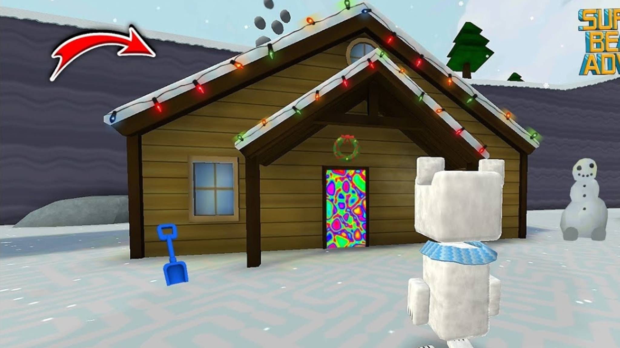 Проходим паркур в снежной долине у тристопио в игре super bear Adventure