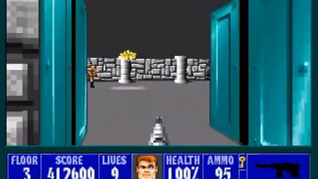 Wolfenstein 3D: Episode 1, Floor 3 (100% Clear, All Secrets!)