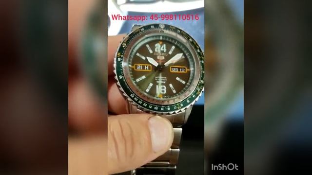 VENDIDO: Relógio Seiko 4r36 AV - Aviador automático, mostrador verde metálico, catraca giratória