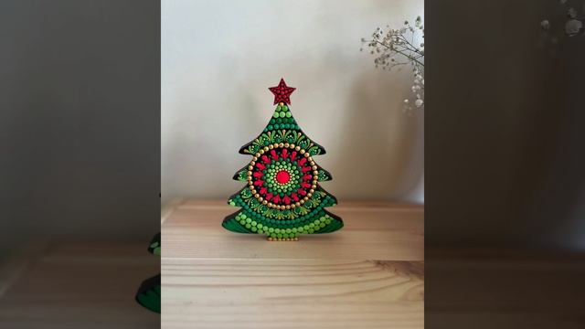 Новогодний декор.  Расписала ёлочку. Новогодняя открытка.