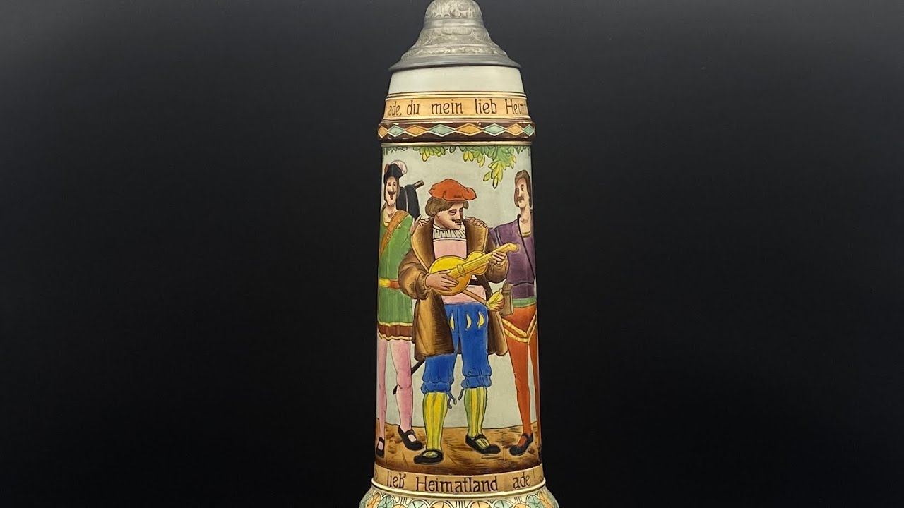 Пивная кружка Мануфактура Matthias Girmscheid 1900 год Трое молодых людей Каталог № 947