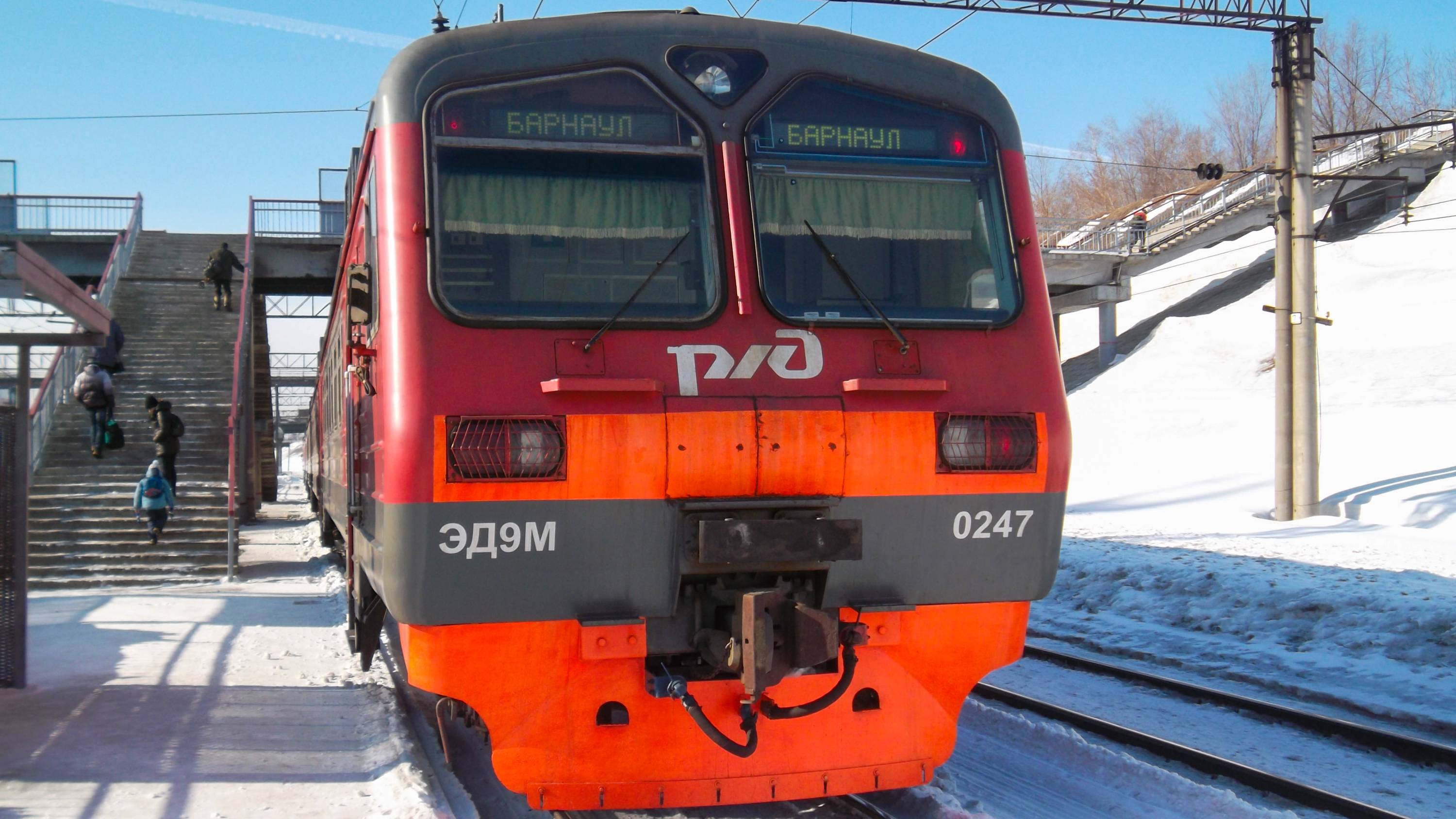 Электропоезд ЭД9М-0247. Покатушки от Развилки до моста через Обь.