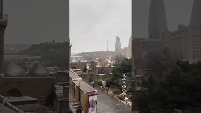 Bakı İçəri şəhər ilk qar 2024