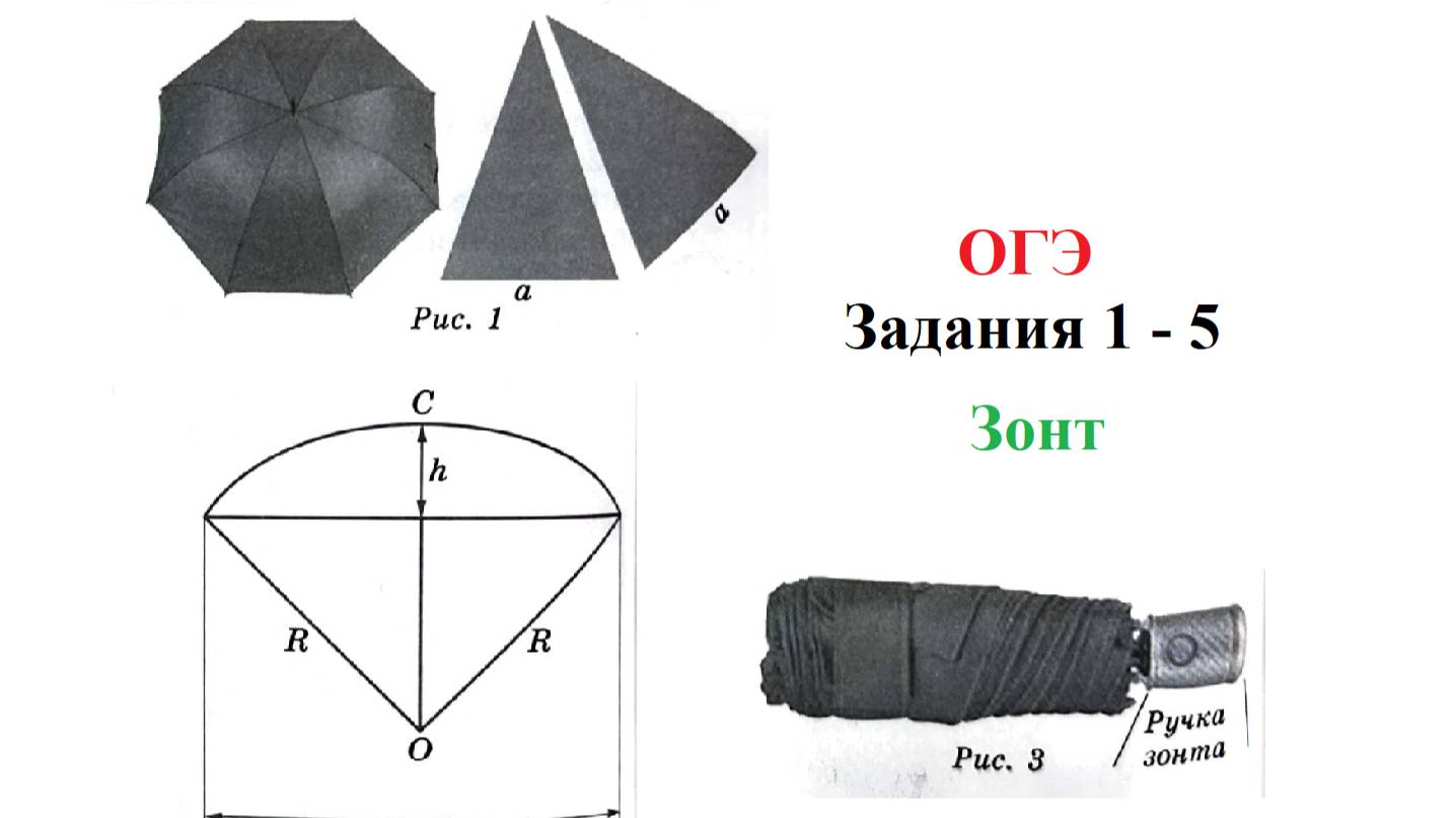 ОГЭ 2025. Математика. Задания 1 - 5. Зонт