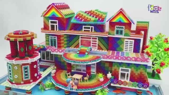 Магнитные шарики - Домик на сваях Rainbow Villa На Пруду  из Магнитных Шариков