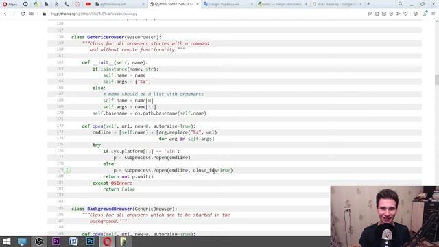 Learning Together about the "webbrowser.py" Python code with the Russian man :)