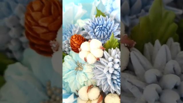 Зимний букет с варежками из зефира