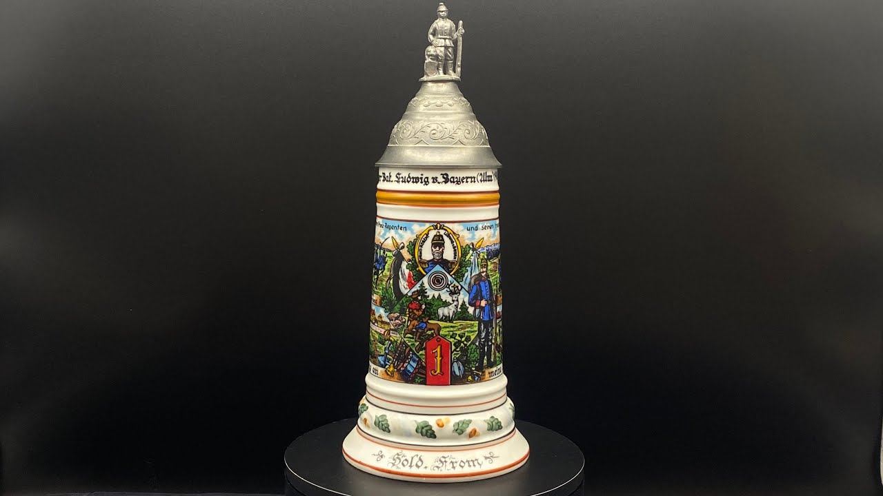 Пивная кружка Резервиста.Людвиг в. Бавария (Ульм)1906-09 Хампен Штайнц.