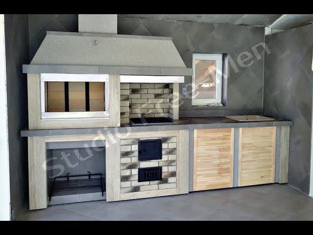 Дизайнерский барбекю с оригинальной столешницей