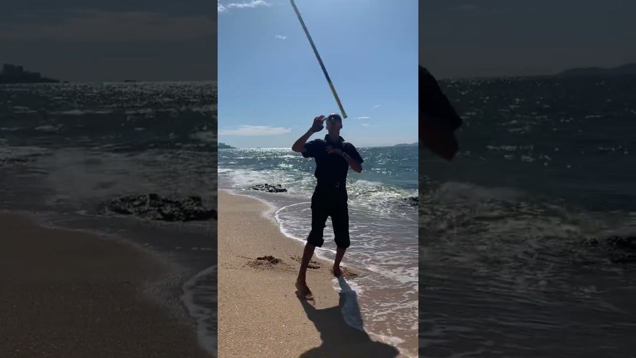 Bamboo beach _ Pattaya | Stick rotation |#stick #staff #pole #вращение #rotation #bostaff