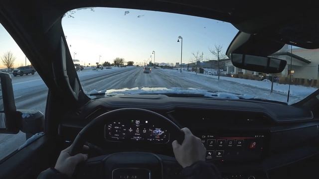 2024 GMC Sierra AT4X AEV - Snowy Town Drive (Binaural Audio POV)