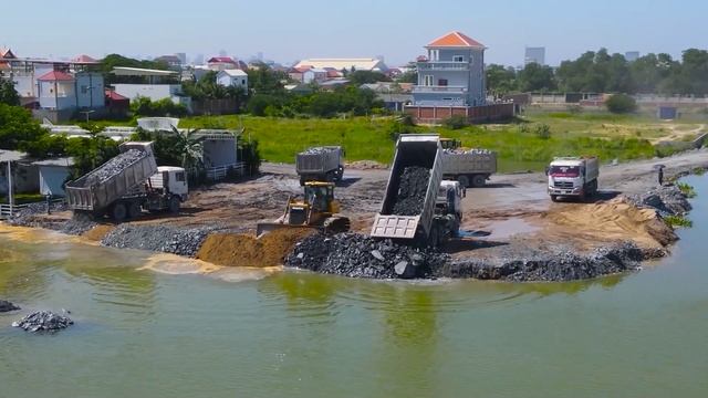 Строительство, эпический момент уход части берега под воду, другой обзор