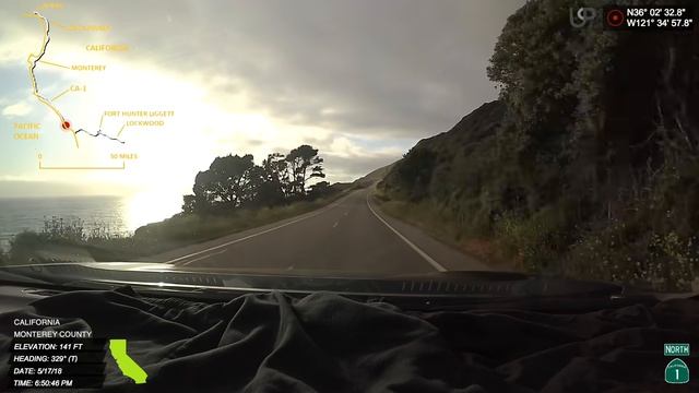 Калифорния - Канада по берегу океана в реальном времени. GPS-телеметрия, День 1, часть 3.