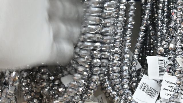 Бусы из циркона овал 6*8мм цв.серебристый, 48см Арт: 00002045-53
