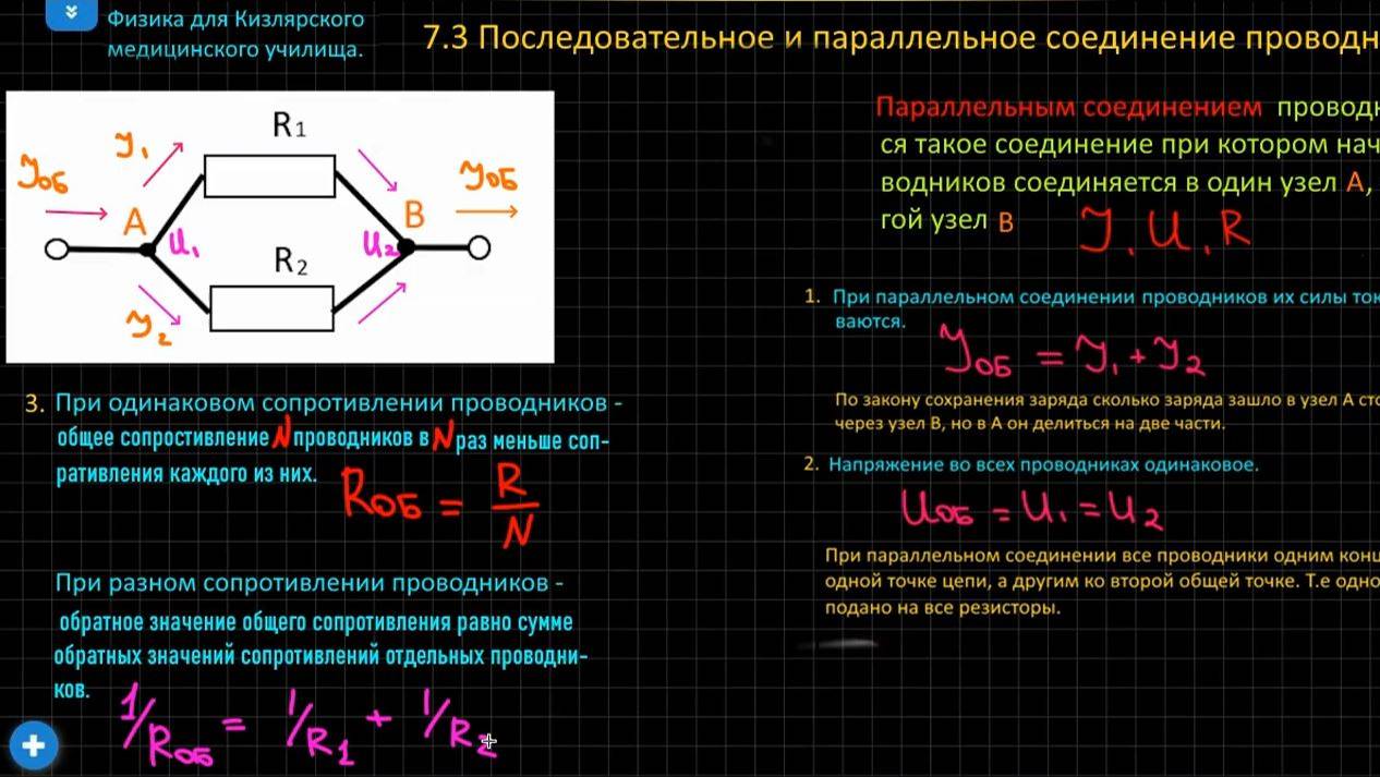 7.3 Параллельное соединение проводников (теория)