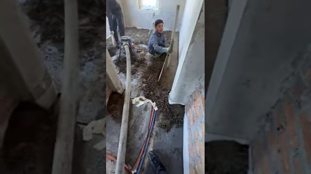 Полусухая стяжка,подача раствора