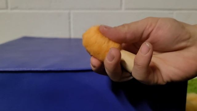 needle felting a tree using a peg person