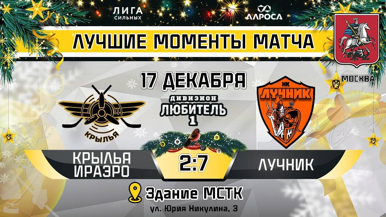 ОБЗОР / КРЫЛЬЯ ИРАЭРО - ЛУЧНИК / 17.12.24 / ОХЛ МОСКВА / ДИВИЗИОН ЛЮБИТЕЛЬ 1