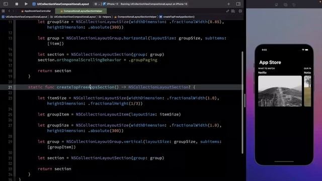 Building App Store UI Using Modern Collection View | IOS Cafe Event